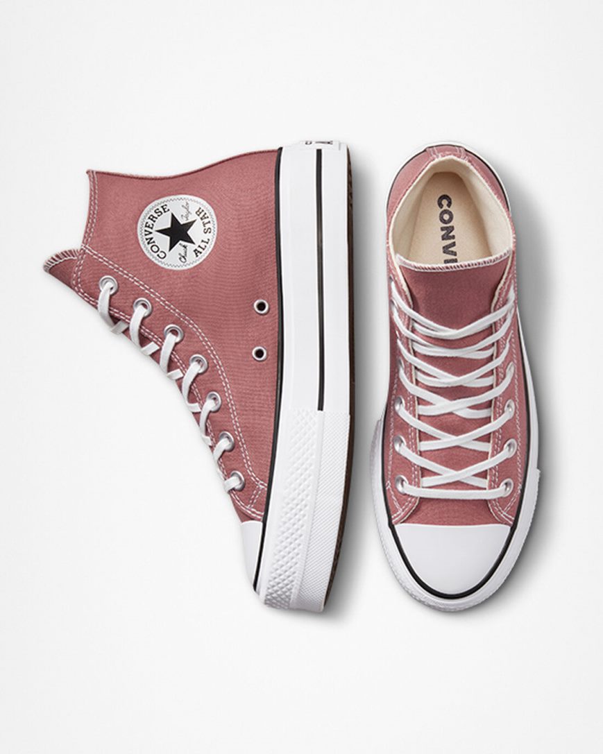 Topanky Na Platforme Converse Chuck Taylor All Star Lift Seasonal Color Vysoke Damske Ruzove Čierne Biele | SK AWEHQ5